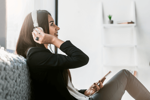 A person listening to music