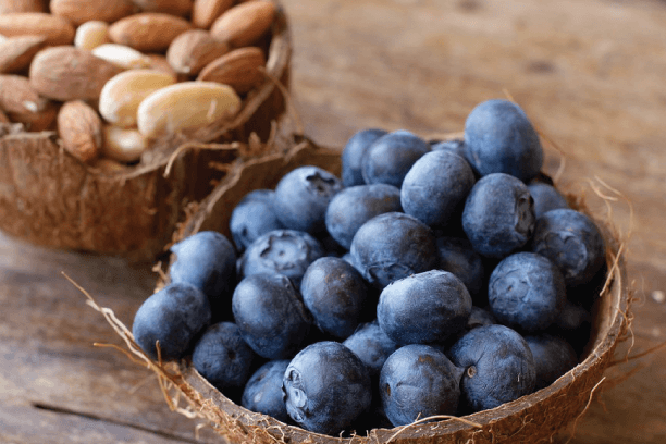 Almonds and blueberries