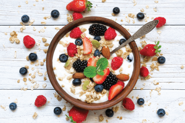 Yogurt with fruits and nuts