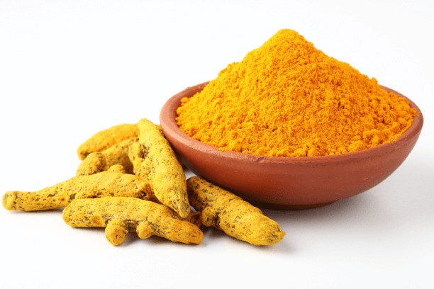 Image of raw haldi intact and in powder form