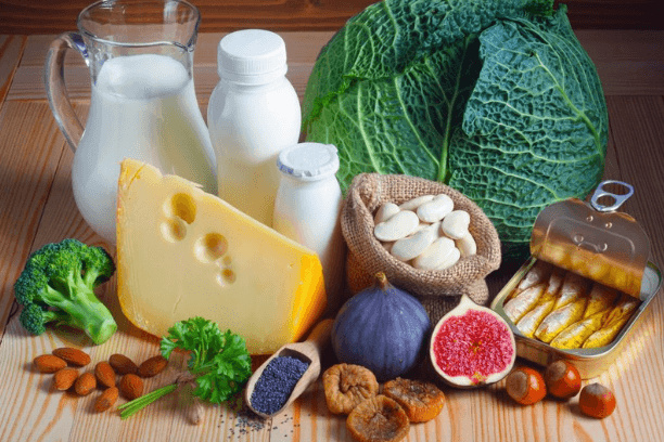 dairy products and green leafy vegetables