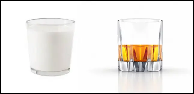 Glass of Milk and Glass of Alcohol